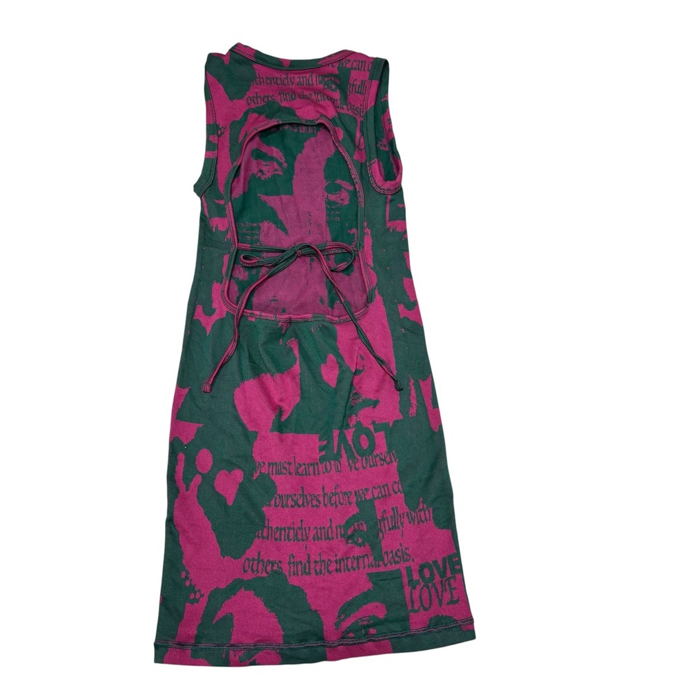 Urban Outfitters NWT Out From Under Graphic Pink Teal Cut Out Mini Dress Medium - Picture 4 of 12